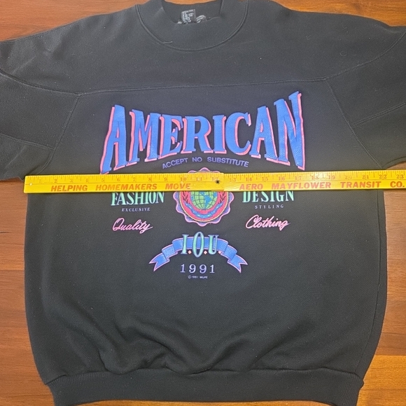 Vintage 90's Women's I. O. U. Black Crewneck Sweatshirt  Size Small - Picture 6 of 9